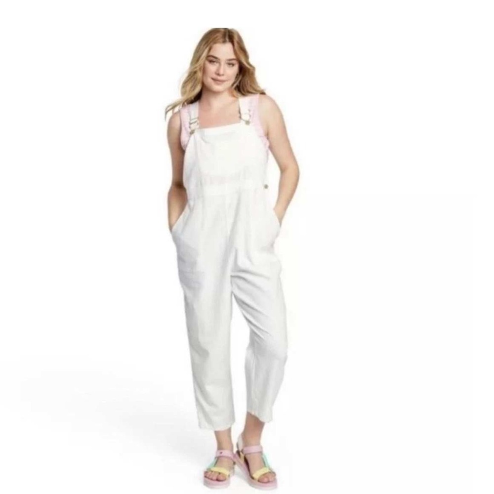 Stoney Clover Lane x‎ Target Overalls Womens Large White Linen Bib Adjustable